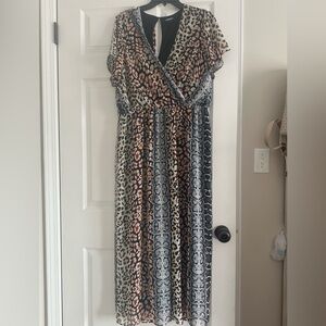 Express Leopard and Snake Print Maxi Dress